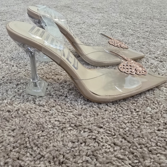 Forever 21 Wicked Glinda Pink Butterfly Heels 6 - Picture 3 of 3